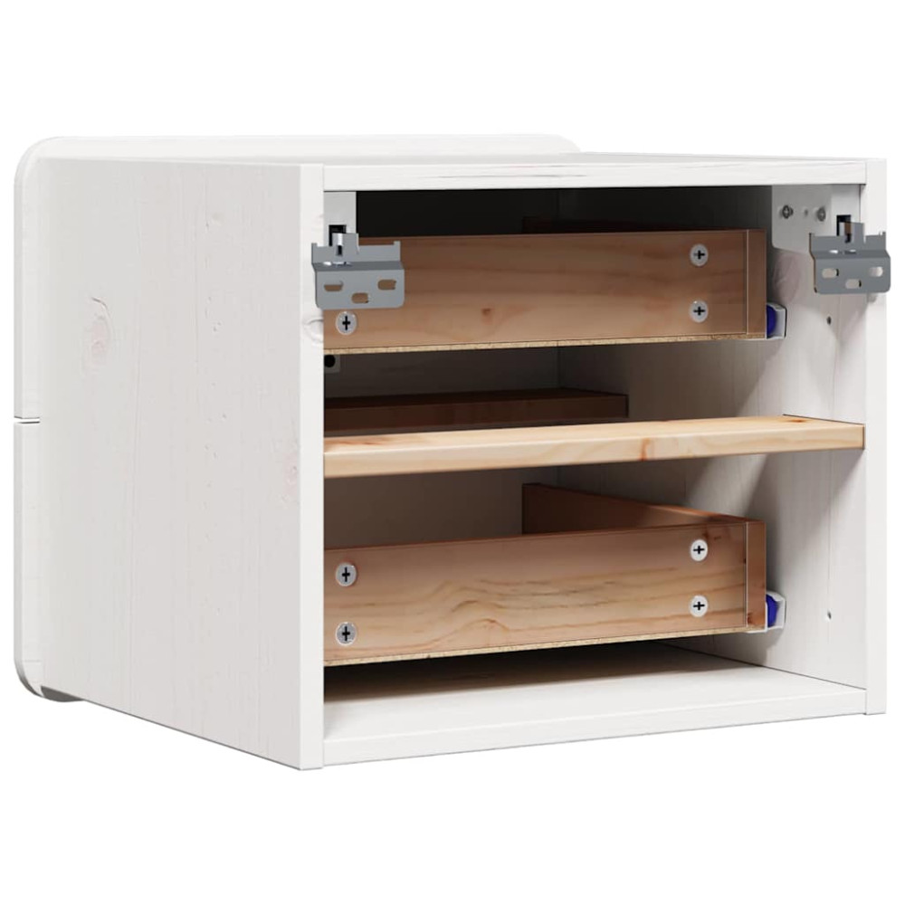 Produktbild för Sängbord med låda 2 pcs Vit 39 x 34 x 33 cm Massiv furu