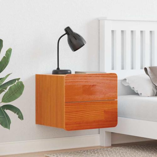 vidaXL Sängbord med låda 2 pcs Brun 39 x 34 x 33 cm Massiv furu