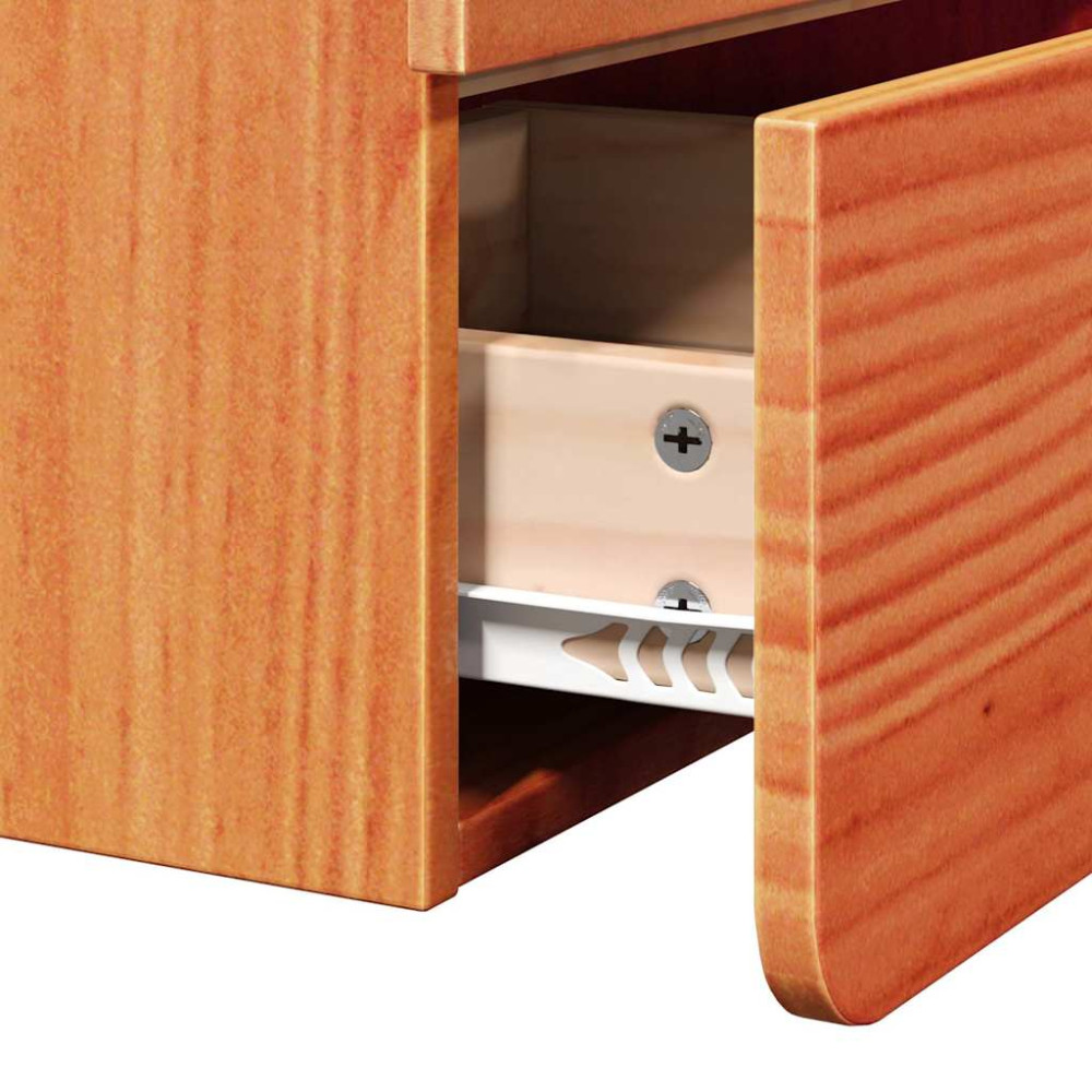 Produktbild för Sängbord med låda 2 pcs Brun 39 x 34 x 33 cm Massiv furu