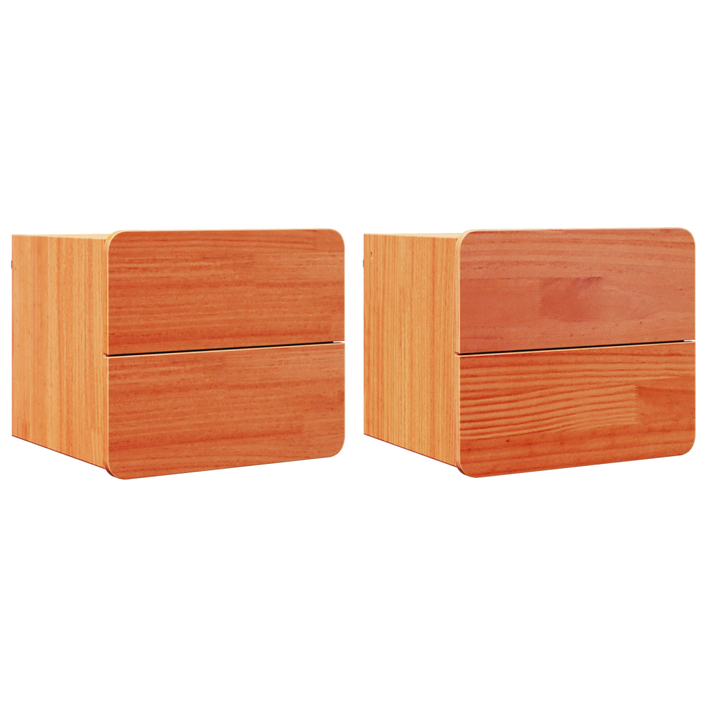 Produktbild för Sängbord med låda 2 pcs Brun 39 x 34 x 33 cm Massiv furu
