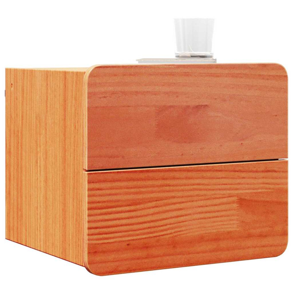 Produktbild för Sängbord med låda 2 pcs Brun 39 x 34 x 33 cm Massiv furu