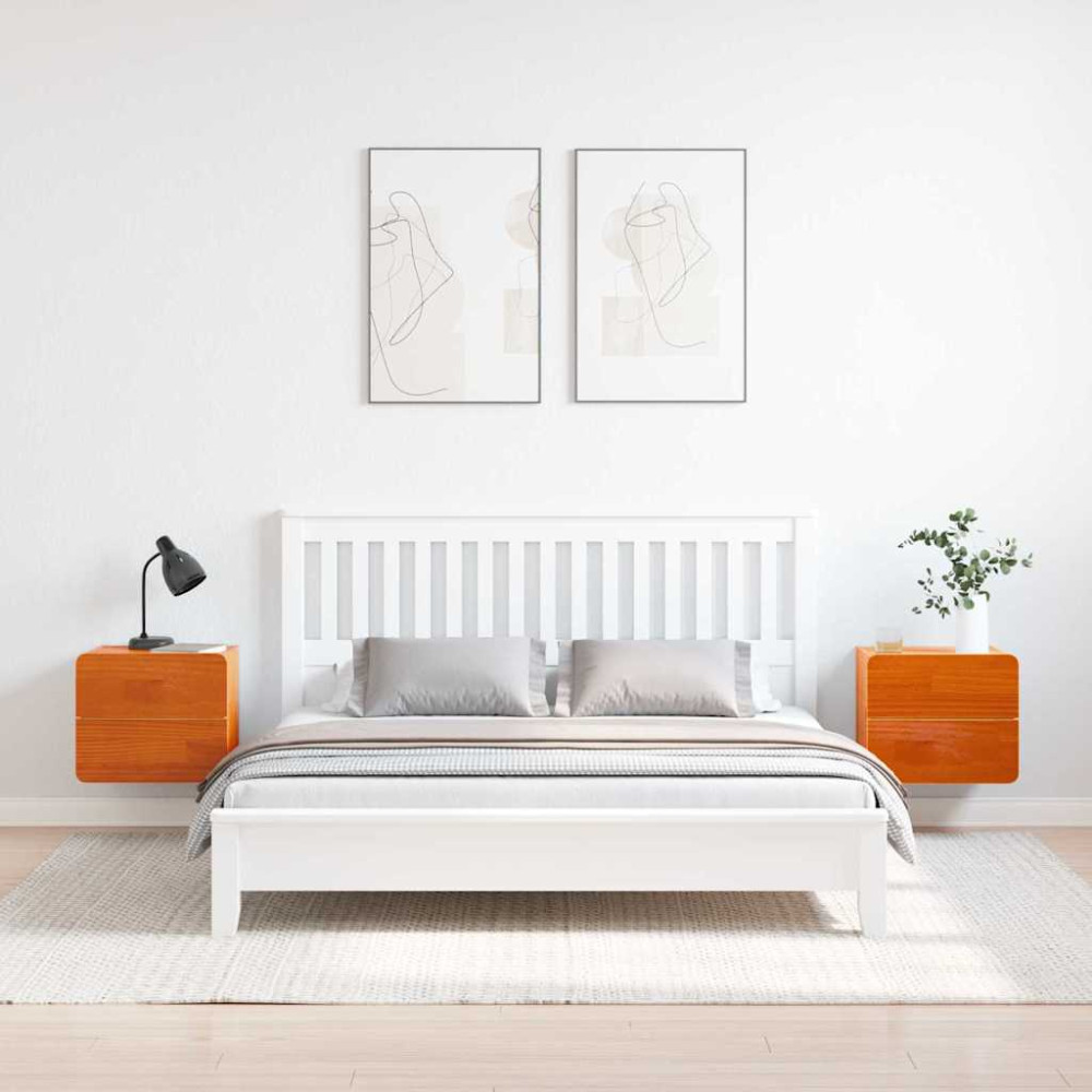 Produktbild för Sängbord med låda 2 pcs Brun 39 x 34 x 33 cm Massiv furu