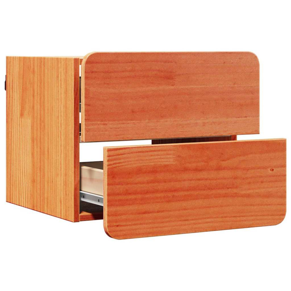 Produktbild för Sängbord med låda 2 pcs Brun 39 x 34 x 33 cm Massiv furu