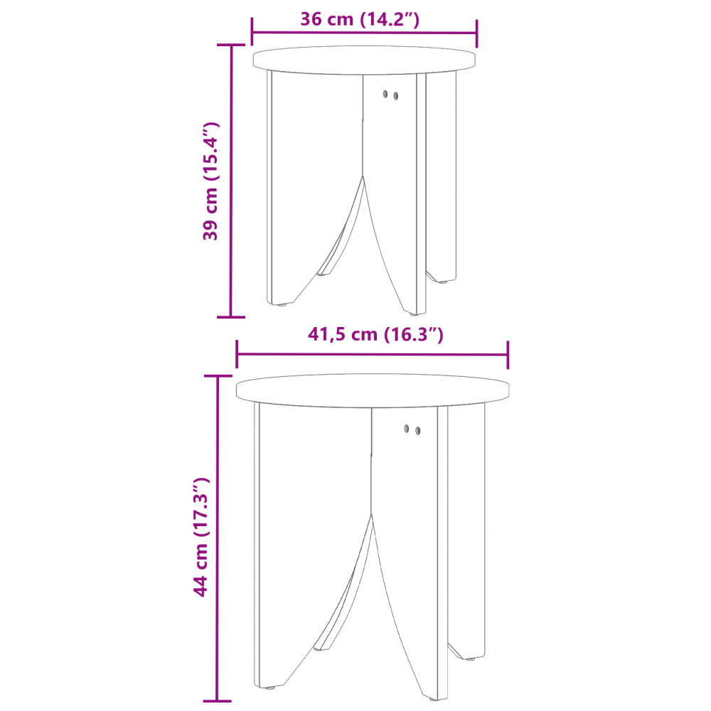 Produktbild för Kaffeebord 2 pcs Vaxbrun