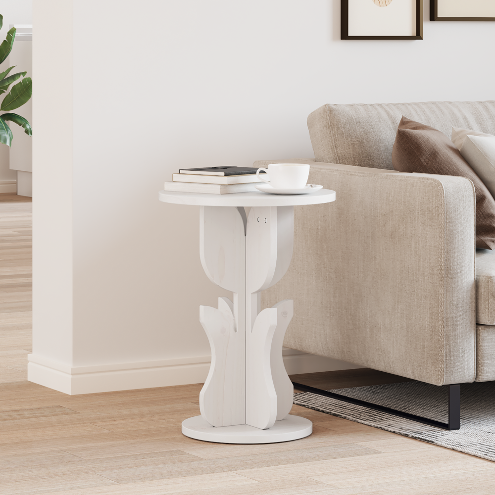 Produktbild för Kaffeebord Vit 39,5 x 39,5 x 53,5 cm Massiv furu