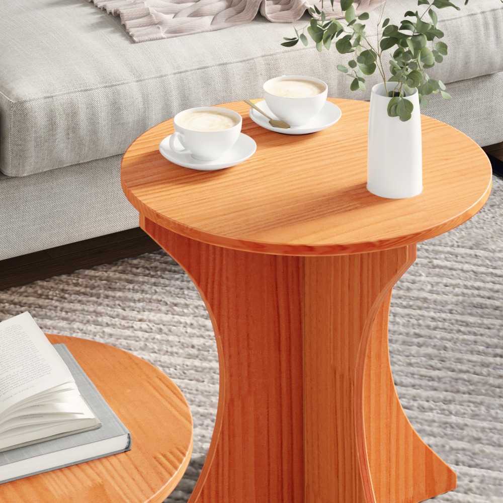 Produktbild för Kaffeebord 2 pcs Vaxbrun Massiv furu