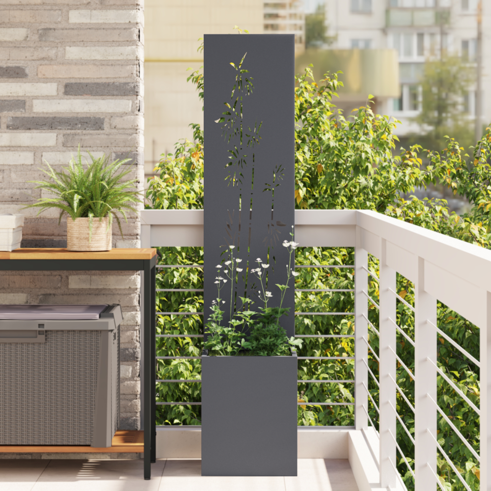 Produktbild för Trädgårds integritetsskärm Antracit 32 x 140 cm Kallvalsat stål