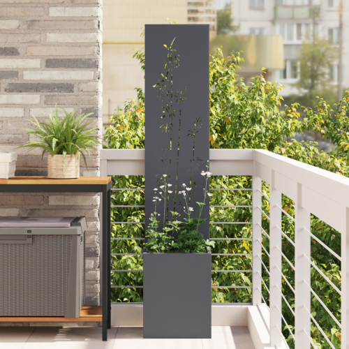vidaXL Trädgårds integritetsskärm Antracit 32 x 140 cm Kallvalsat stål
