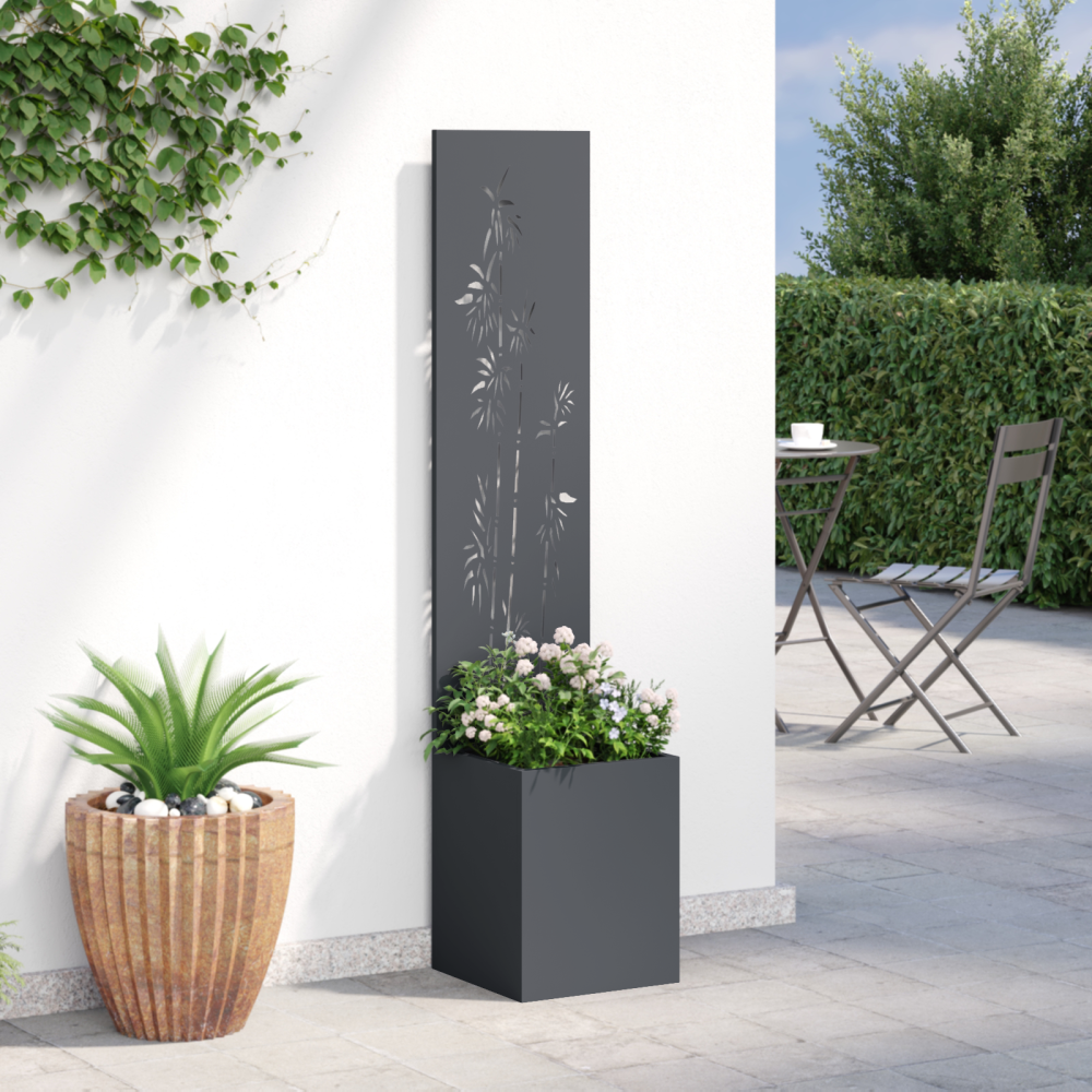 Produktbild för Trädgårds integritetsskärm Antracit 32 x 140 cm Kallvalsat stål