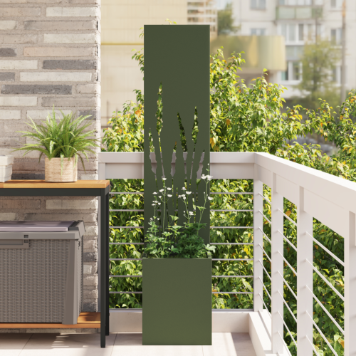 vidaXL Trädgårds integritetsskärm Olivgrön 32 x 150 cm Kallvalsat stål