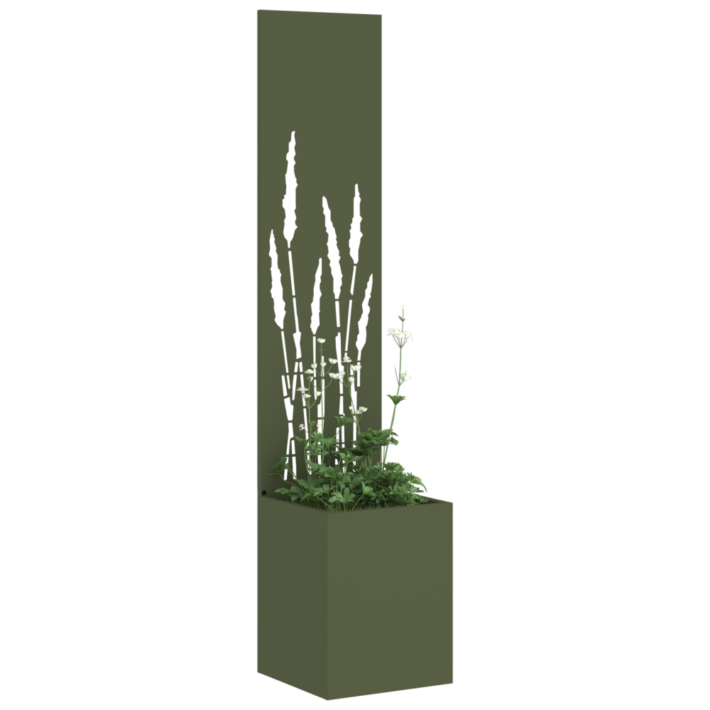 Produktbild för Trädgårds integritetsskärm Olivgrön 32 x 150 cm Kallvalsat stål