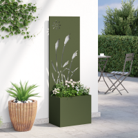 Produktbild för Trädgårds integritetsskärm Olivgrön 50 x 140 cm Kallvalsat stål
