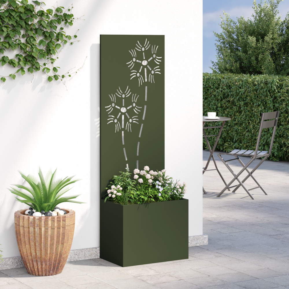 Produktbild för Trädgårds integritetsskärm Olivgrön 50 x 140 cm Kallvalsat stål