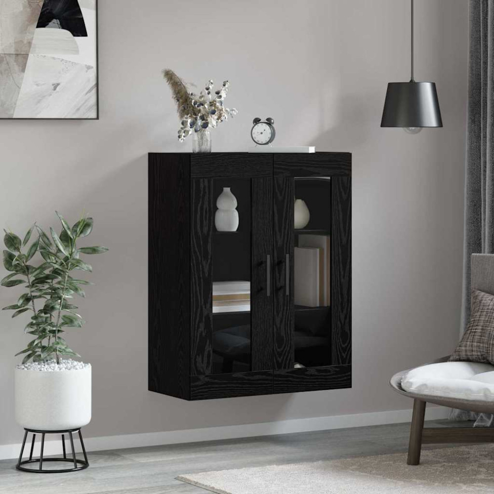Produktbild för Väggskåp Svart ek 69.5 x 34 x 90 cm Konstruerat trä