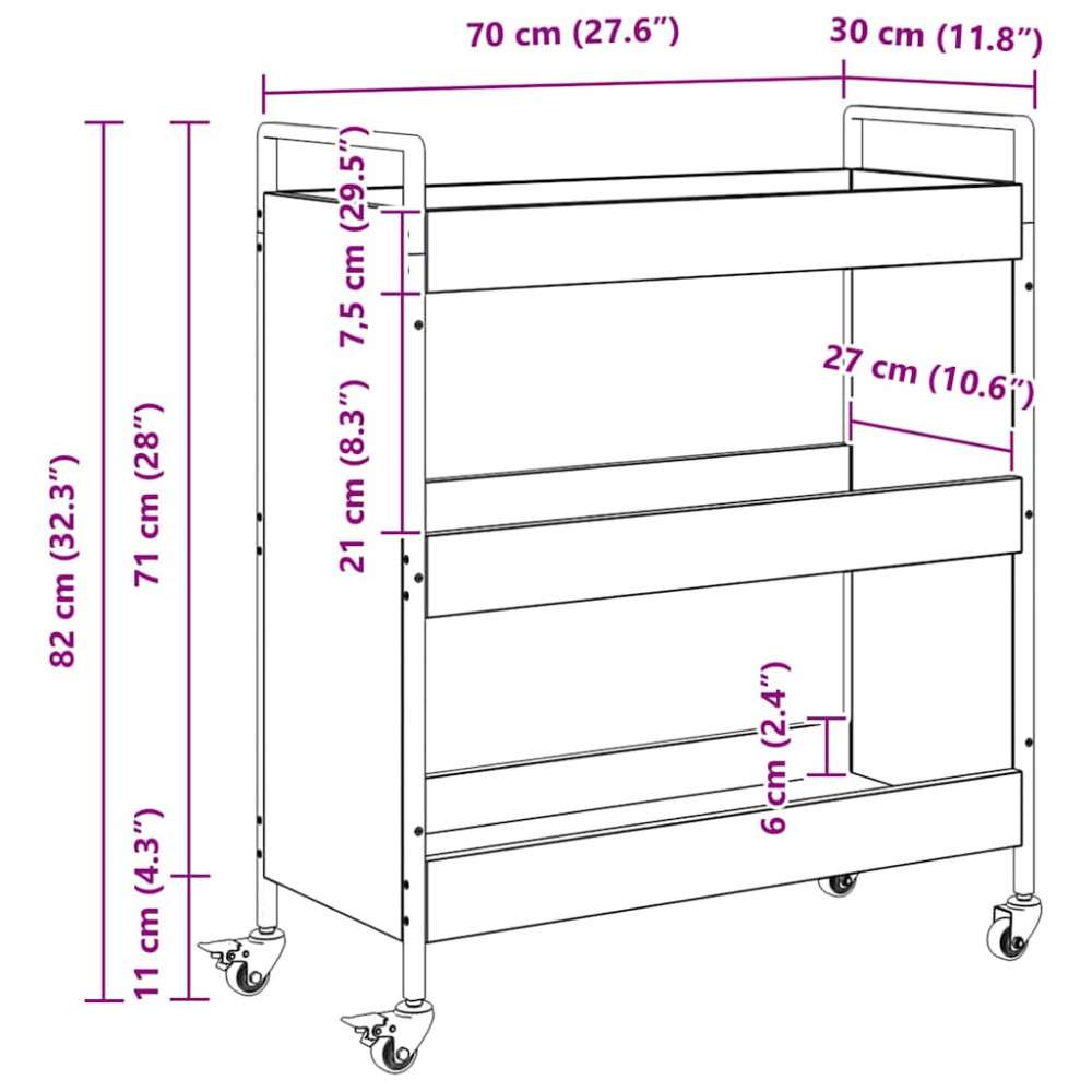 Produktbild för Köksvagn Artisan Ek 70 x 30 x 82 cm Konstruerat trä
