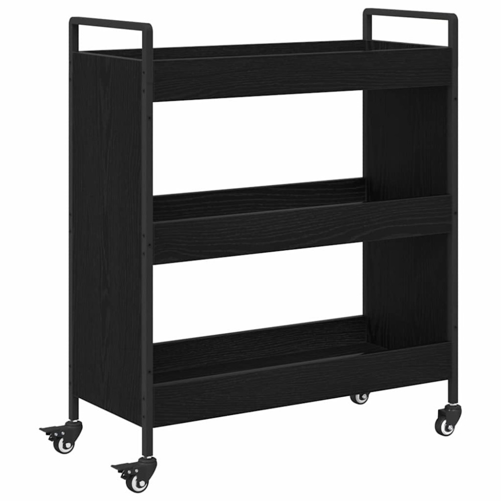Produktbild för Köksvagn Svart Ek 70 x 30 x 82 cm Konstruerat trä