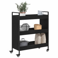 Produktbild för Köksvagn Svart Ek 70 x 30 x 82 cm Konstruerat trä