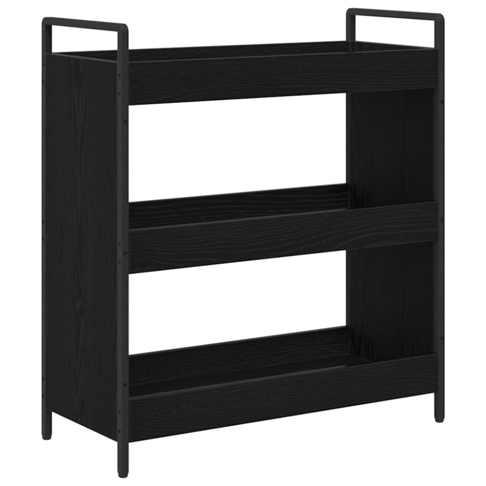 Produktbild för Köksvagn Svart Ek 70 x 30 x 82 cm Konstruerat trä