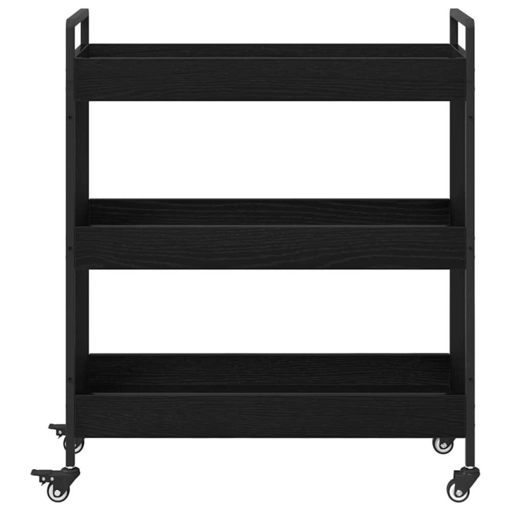 Produktbild för Köksvagn Svart Ek 70 x 30 x 82 cm Konstruerat trä