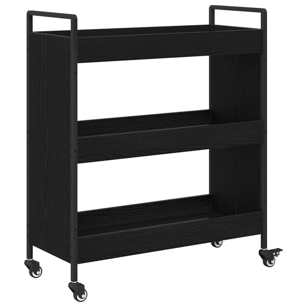 Produktbild för Köksvagn Svart Ek 70 x 30 x 82 cm Konstruerat trä