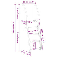 Produktbild för 4-stegs bryggstege Silver 58 x 77 x 166 cm Aluminium