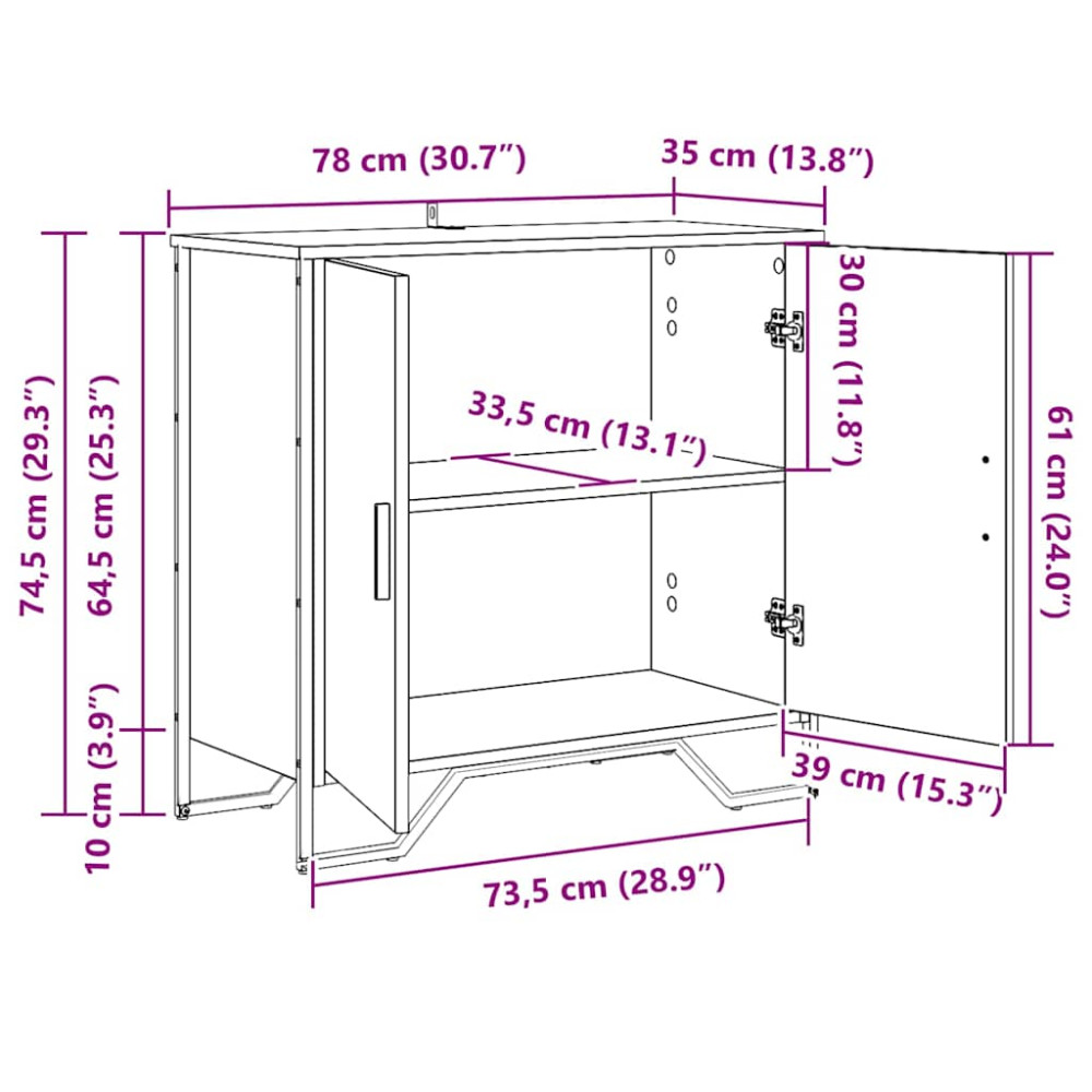 Produktbild för Sideboard Gammalt trä 78 x 35 x 74.5 cm