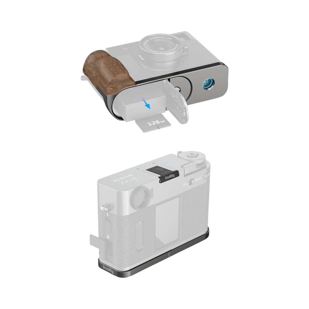 Produktbild för SmallRig 5394 L-Shaped Mount Plate with Wooden Handle for FUJIFILM X half Charcoal Silver