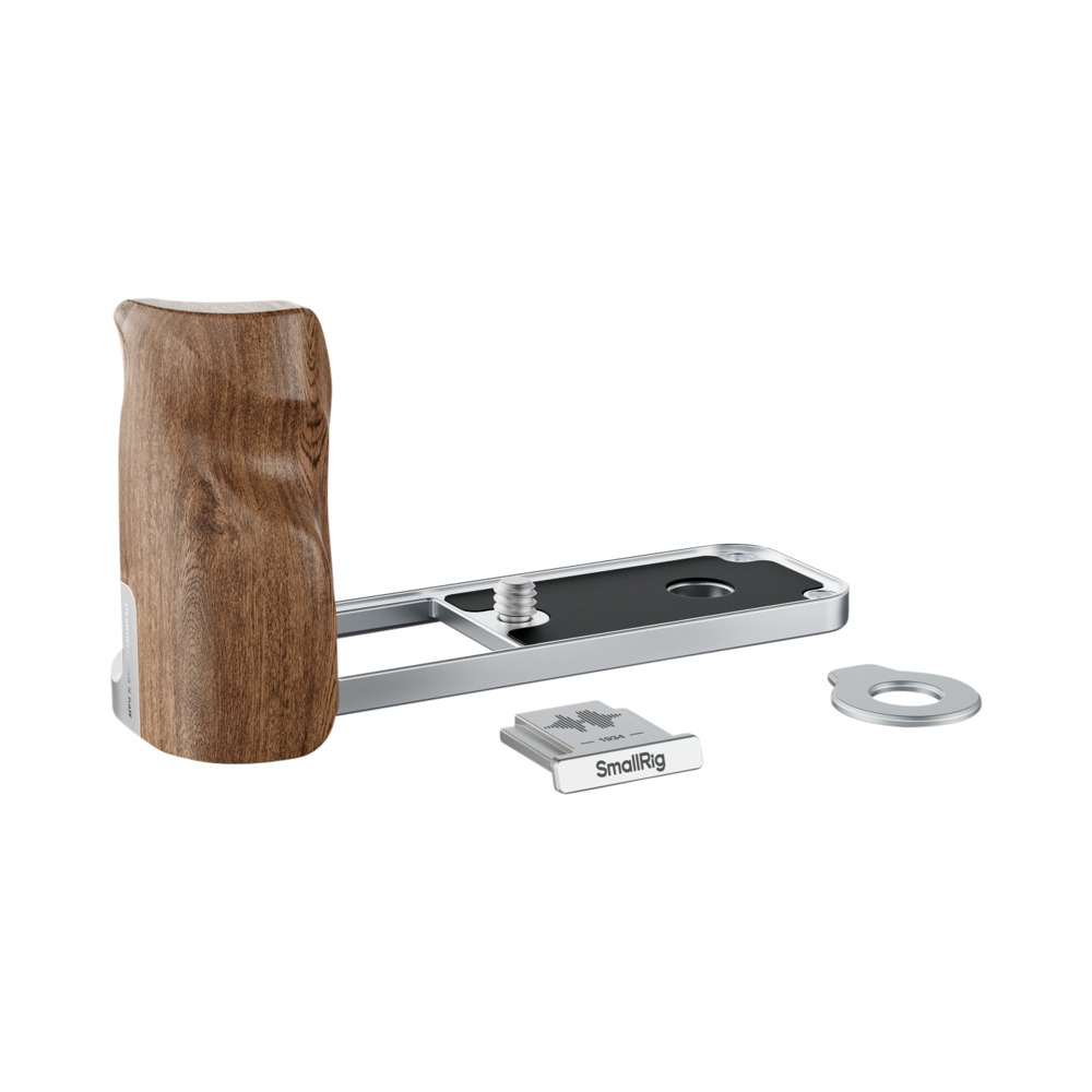 Produktbild för SmallRig 5223 L-Shaped Mount Plate with Wooden Handle for FUJIFILM X half Silver