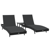 Produktbild för Solstol 3 pcs Svart 197 x 70 x 82 cm konstrotting