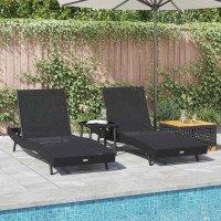 Produktbild för Solstol 3 pcs Svart 197 x 70 x 82 cm konstrotting