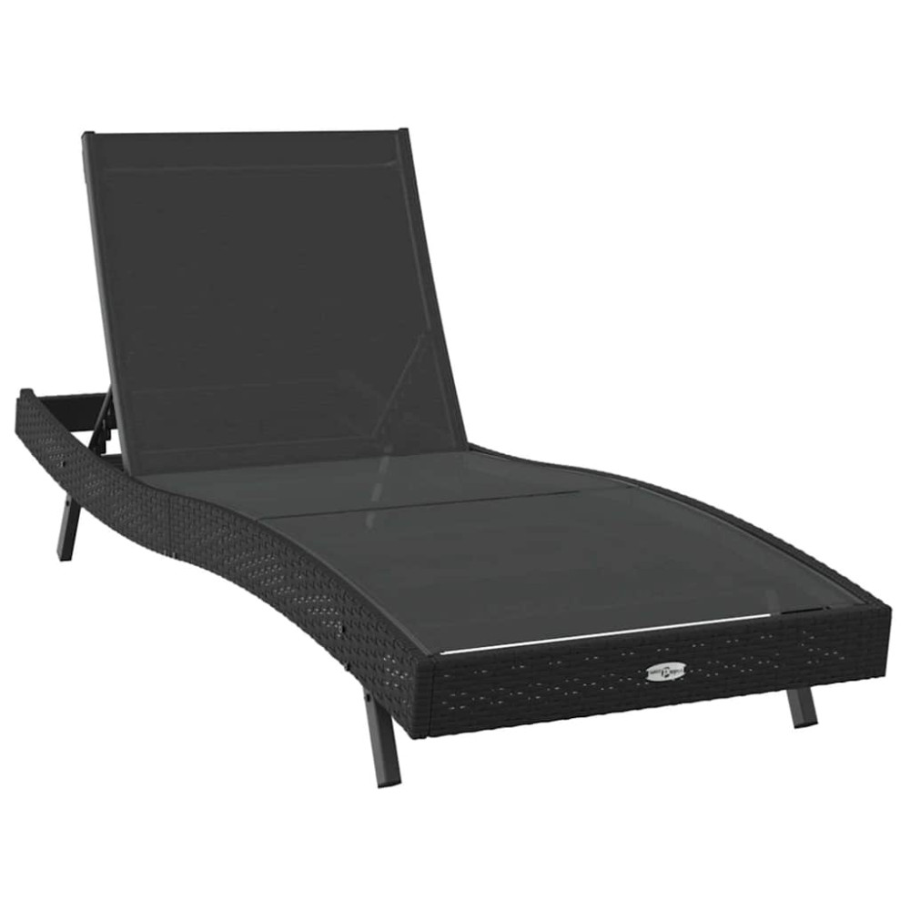 Produktbild för Solstol 3 pcs Svart 197 x 70 x 82 cm konstrotting