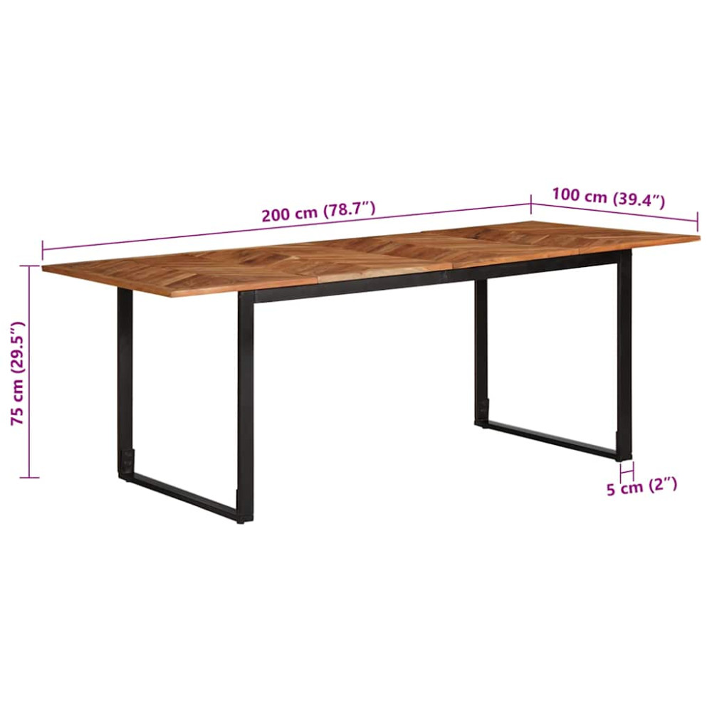 Produktbild för Matbord 200x100x75 cm massivt trä akacia