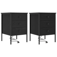 Produktbild för Nattduksbord 2 pcs Svart Ek 42 x 41 x 61 cm Konstruerat trä