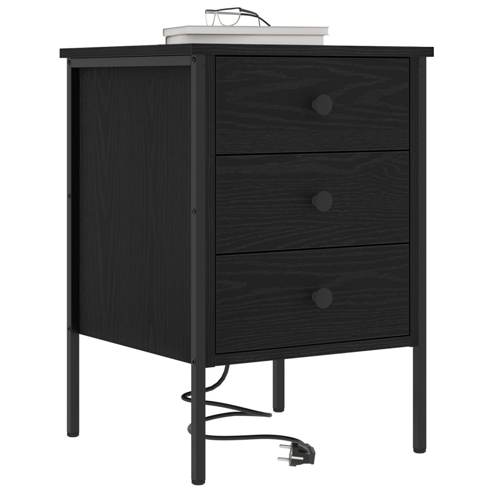 Produktbild för Nattduksbord 2 pcs Svart Ek 42 x 41 x 61 cm Konstruerat trä
