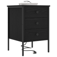 Produktbild för Nattduksbord 2 pcs Svart Ek 42 x 41 x 61 cm Konstruerat trä