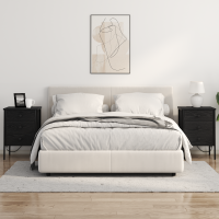 Produktbild för Nattduksbord 2 pcs Svart Ek 42 x 41 x 61 cm Konstruerat trä