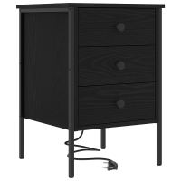 Produktbild för Nattduksbord 2 pcs Svart Ek 42 x 41 x 61 cm Konstruerat trä