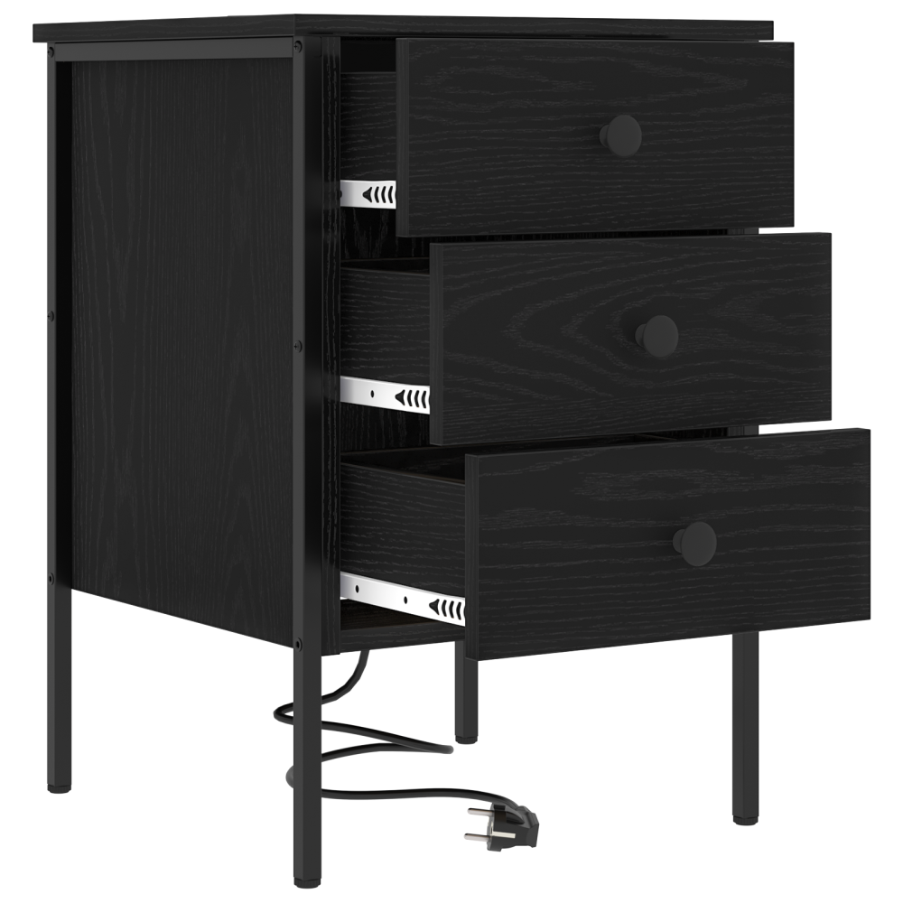 Produktbild för Nattduksbord 2 pcs Svart Ek 42 x 41 x 61 cm Konstruerat trä
