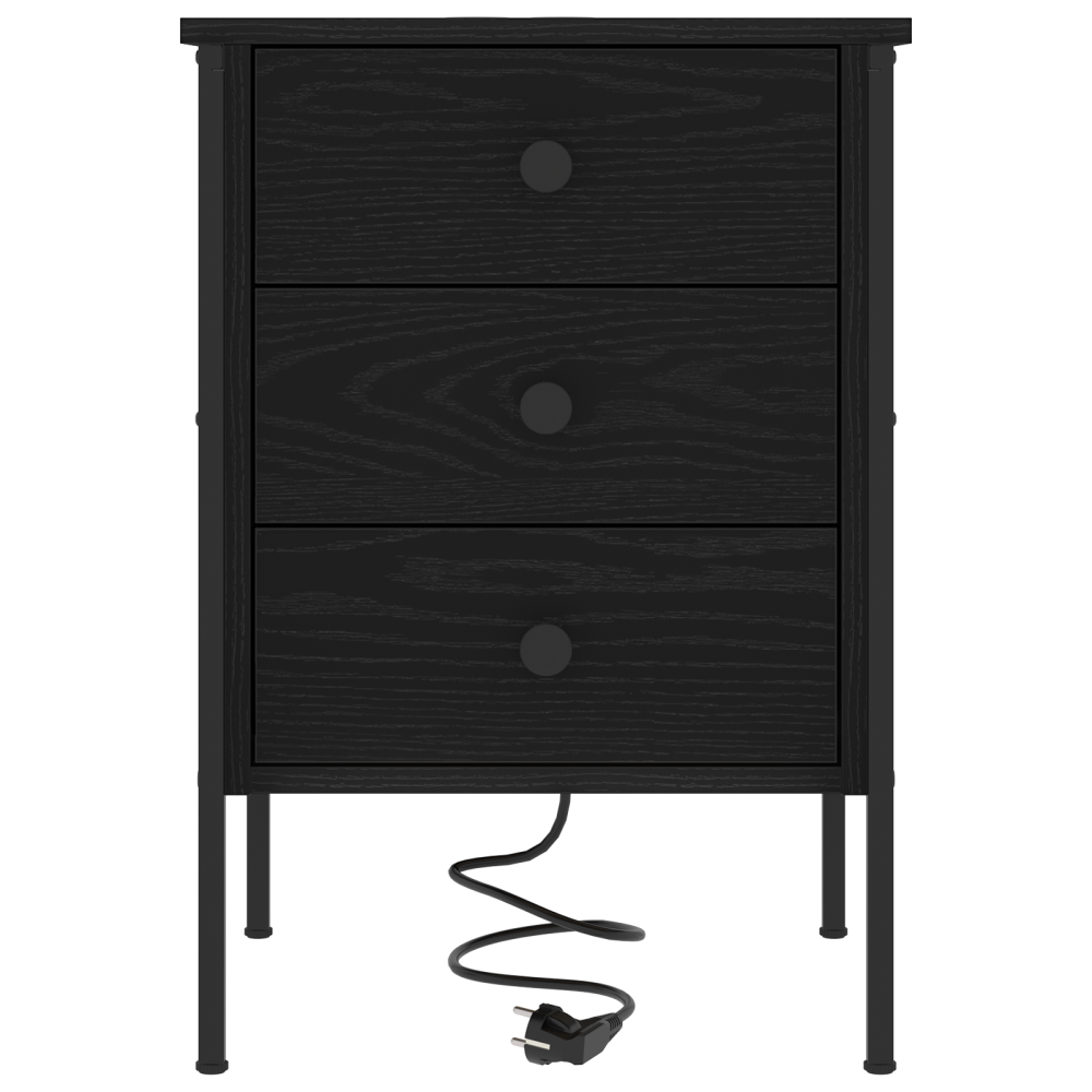 Produktbild för Nattduksbord 2 pcs Svart Ek 42 x 41 x 61 cm Konstruerat trä