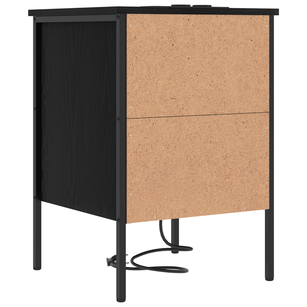 Produktbild för Nattduksbord 2 pcs Svart Ek 42 x 41 x 61 cm Konstruerat trä