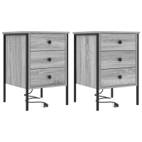 Produktbild för Nattduksbord 2 pcs Grå Sonoma 42 x 41 x 61 cm Konstruerat trä