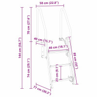 Produktbild för 3-stegs bryggstege Silver 58 x 77 x 144 cm Aluminium