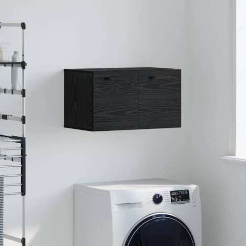 vidaXL Väggmonterat skåp Svart Ek 60 x 36,5 x 35 cm Konstruerat trä