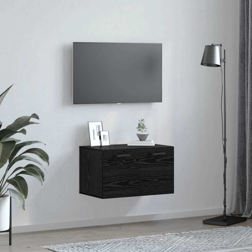 Produktbild för Väggmonterat skåp Svart Ek 60 x 36,5 x 35 cm Konstruerat trä