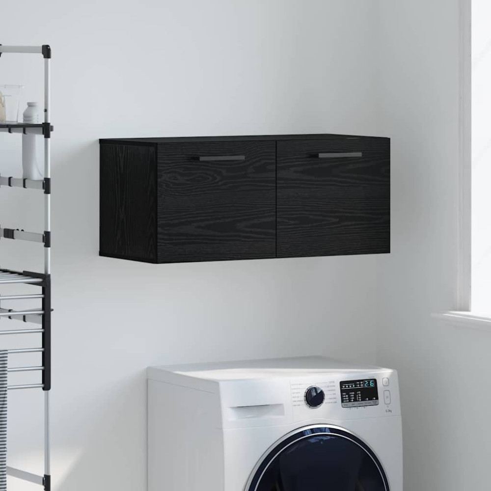 Produktbild för Väggskåp Svart ek 80 x 36.5 x 35 cm Konstruerat trä
