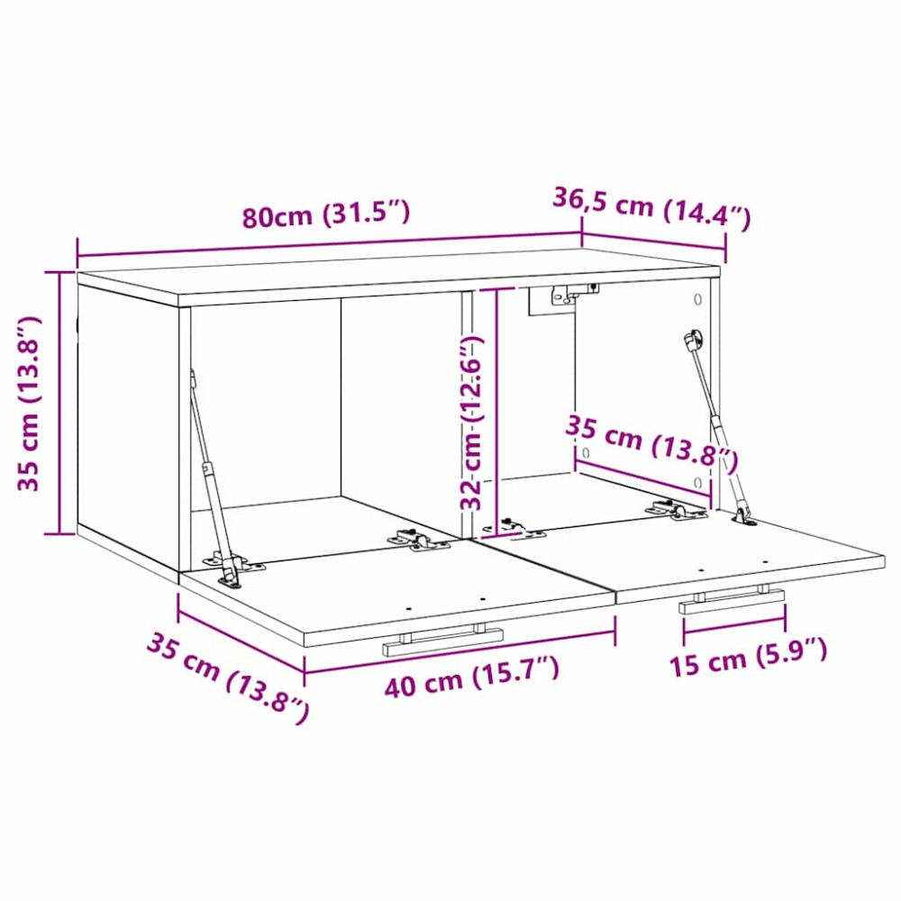 Produktbild för Väggskåp Svart ek 80 x 36.5 x 35 cm Konstruerat trä