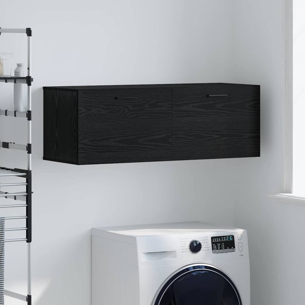Produktbild för Väggmonterat skåp Svart Ek 100 x 36,5 x 35 cm Konstruerat trä
