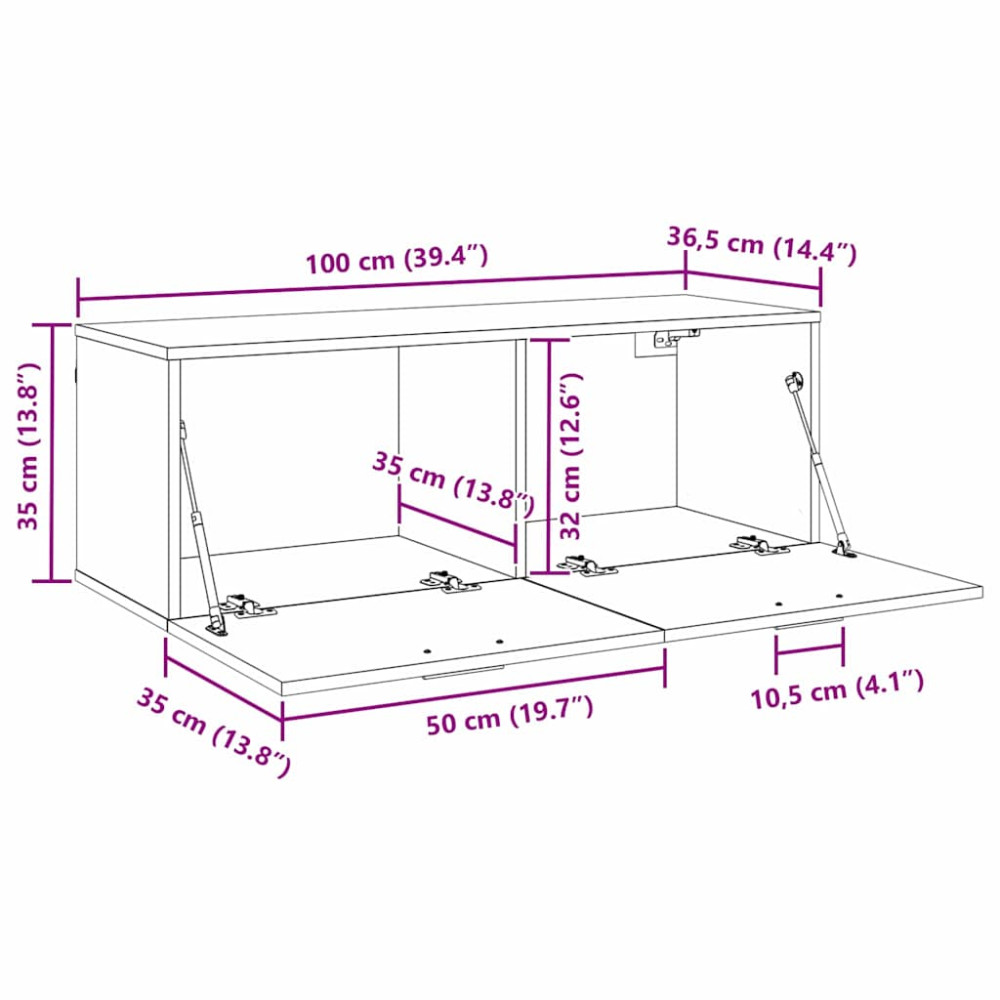 Produktbild för Väggmonterat skåp Svart Ek 100 x 36,5 x 35 cm Konstruerat trä
