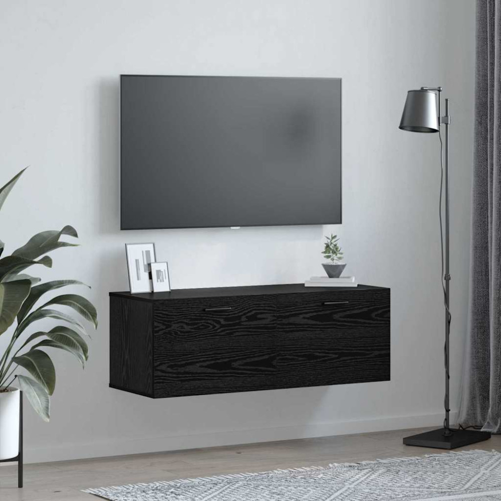 Produktbild för Väggmonterat skåp Svart Ek 100 x 36,5 x 35 cm Konstruerat trä