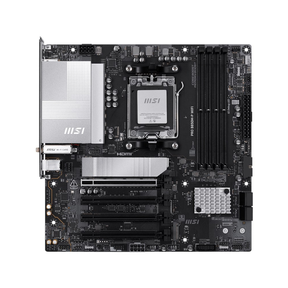Produktbild för MSI PRO B850M-P WIFI - moderkort - micro ATX - Socket AM5 - AMD B850